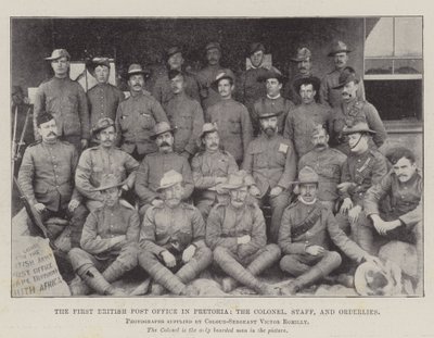 The First British Post Office in Pretoria, the Colonel, Staff, and Orderlies by English Photographer