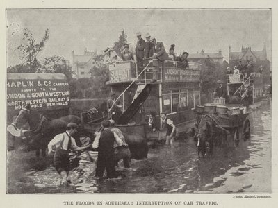 The Floods in Southsea, Interruption of Car Traffic by English Photographer