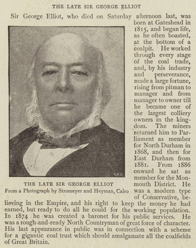 The Late Sir George Elliot by English Photographer