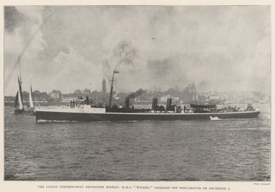 The Latest Torpedo-Boat Destroyer Mishap, HMS Wizard, Damaged off Portsmouth on 5 December by English Photographer
