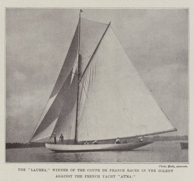 The Laurea, Winner of the Coupe de France Races in the Solent Against the French Yacht Anna by English Photographer