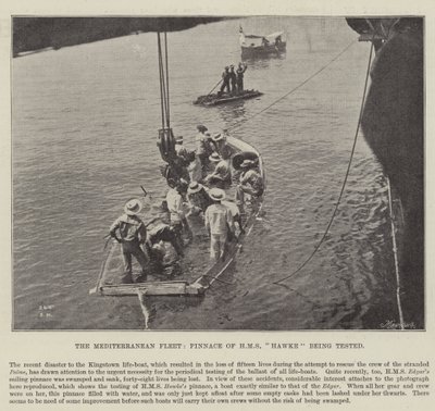 The Mediterranean Fleet, Pinnace of HMS Hawke being tested by English Photographer
