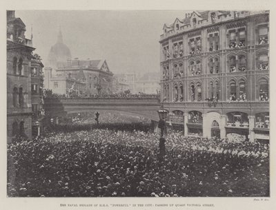 The Naval Brigade of HMS Powerful in the City, passing up Queen Victoria Street by English Photographer