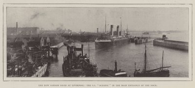 The New Sandon Basin at Liverpool, the SS Oceanic in the Main Entrance of the Dock by English Photographer