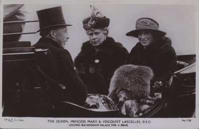 The Queen, Princess Mary and Viscount Lascelles, DSO by English Photographer