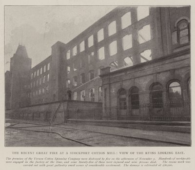 The Recent Great Fire at a Stockport Cotton Mill, View of the Ruins Looking East by English Photographer