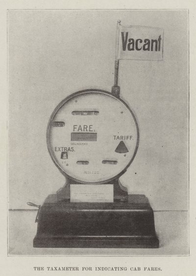 The Taxameter for Indicating Cab Fares by English Photographer