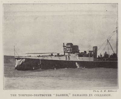 The Torpedo-Destroyer Dasher, damaged in Collision by English Photographer