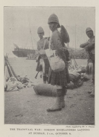The Transvaal War, Gordon Highlanders Landing at Durban, 7 am, 9 October by English Photographer