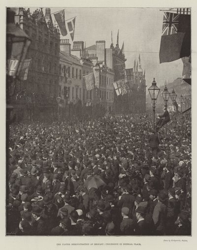 The Ulster Demonstration at Belfast, Procession in Donegal Place by English Photographer