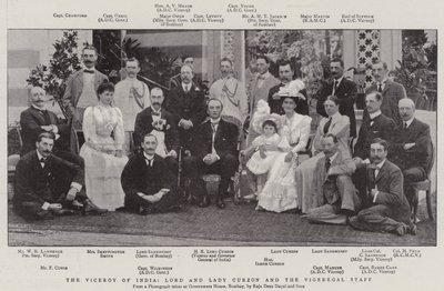 The Viceroy of India, Lord and Lady Curzon and the Vigeregal Staff by English Photographer