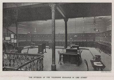 The interior of the Telephone Exchange in Lime Street by English Photographer