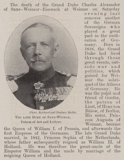 The late Duke of Saxe-Weimar, Patron of Art and Letters by English Photographer