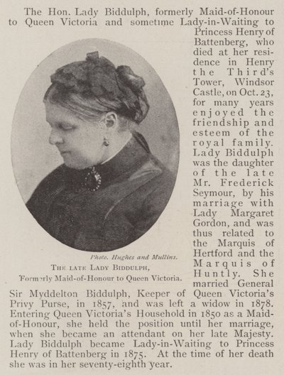 The Late Lady Biddulph, Formerly Maid-of-Honour to Queen Victoria by English Photographer