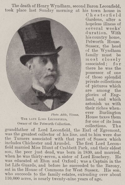 The late Lord Leconfield, Owner of the Petworth Collection by English Photographer