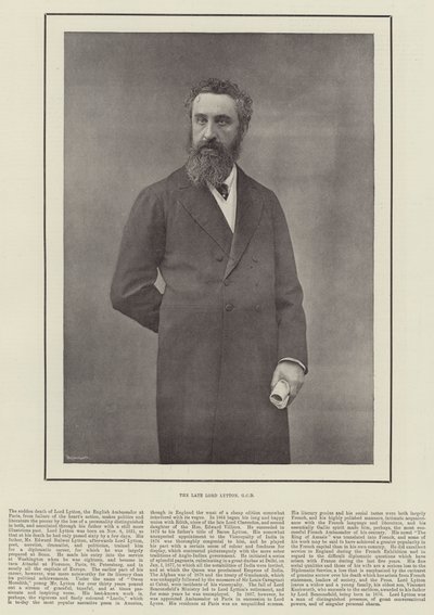 The late Lord Lytton, GCB by English Photographer
