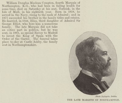 The Late Marquis of Northampton by English Photographer