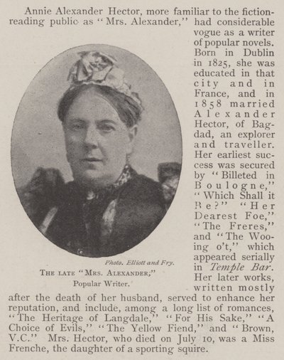 The late Mrs Alexander, Popular Writer by English Photographer