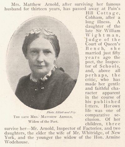 The Late Mrs Matthew Arnold, Widow of the Poet by English Photographer