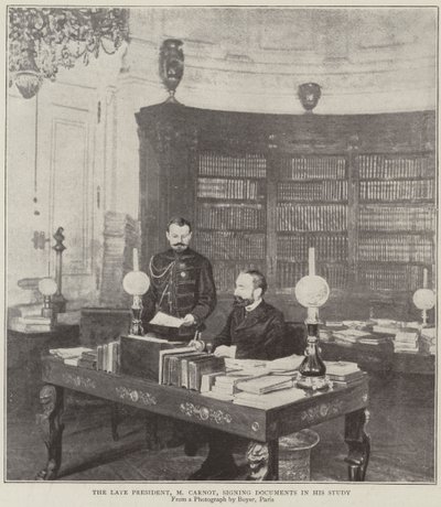 The Late President, Mr Carnot, Signing Documents in His Study by English Photographer