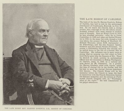 The late Right Reverend Harvey Goodwin, DD, Bishop of Carlisle by English Photographer