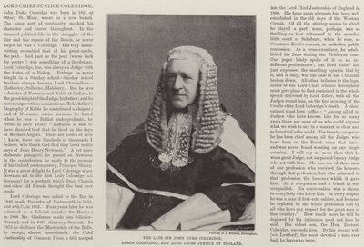Sir John Duke Coleridge, Baron Coleridge, and Lord Chief Justice of England by English Photographer