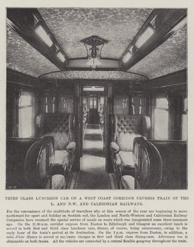 Third Class Luncheon Car on a West Coast Corridor Express Train of the L and NW and Caledonian Railways by English Photographer