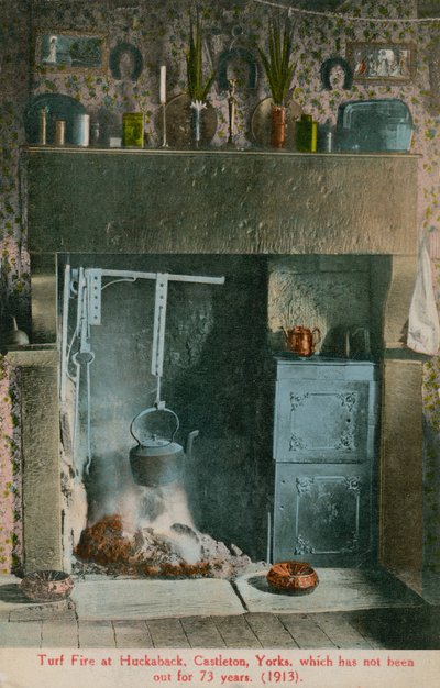 Turf fire at Huckaback, Castleton, Yorks, which has not been out for 73 years. Postcard sent in 1913 by English Photographer