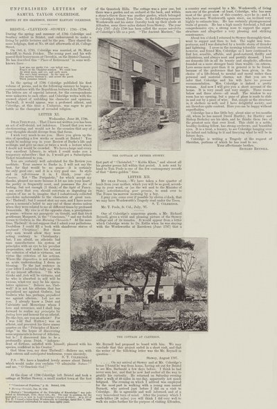 Unpublished Letters of Samuel Taylor Coleridge by English Photographer