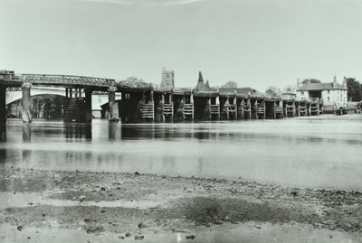 View of Old and New Putney Bridges with Oast House and All Saints Church in Background, 1885 by English Photographer