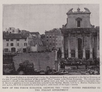 View of the Forum Romanum, showing the Fiori Houses presented to the Italian Government by English Photographer