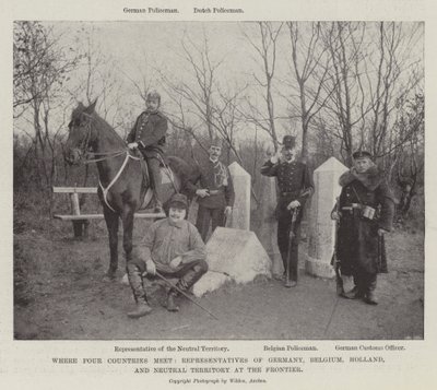 Where Four Countries Meet, Representatives of Germany, Belgium, Holland, and Neutral Territory at the Frontier by English Photographer