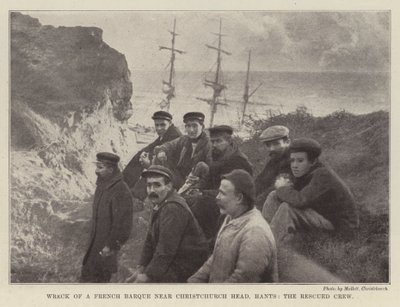 Wreck of a French Barque near Christchurch Head, Hants, the Rescued Crew by English Photographer