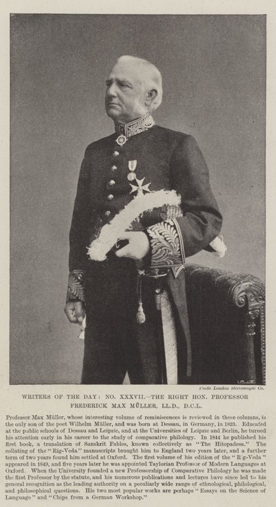 Writers of the Day, the Right Honourable Professor Frederick Max Muller by English Photographer