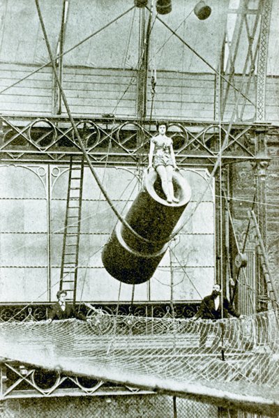 Zazel, who in 1877 was paid £100 a week to be shot from a cannon by English Photographer