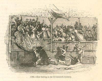 19th Century Reconstruction of a Bear Creating Panic by English School
