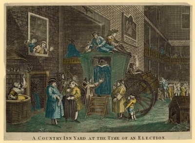 A Country Inn Yard at the Time of an Election by English School