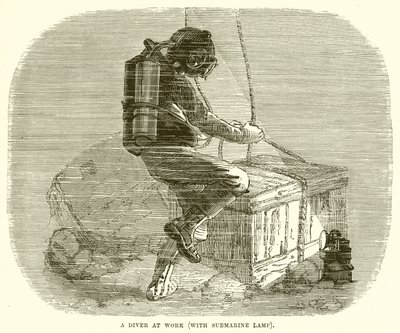 A Diver at Work (with Submarine Lamp) by English School