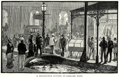 A Melbourne Gutter in Earlier Days by English School