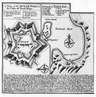A Plan of the Dutch Fort at the Cape of Good Hope and A Draught of Table Bay by English School