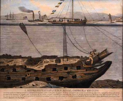 A Representation of H.M.S. Royal George of 108 Guns, published in 1833 by English School
