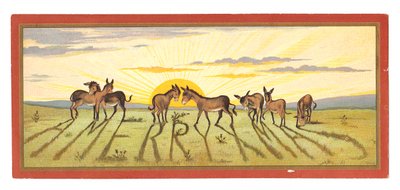Victorian Christmas Card with Donkeys and 