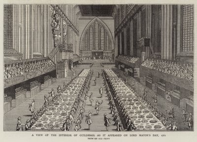 A View of the Interior of Guildhall as it appeared on Lord Mayor