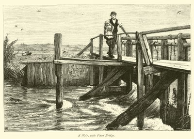 A Weir, with Fixed Bridge by English School