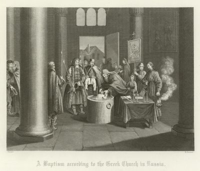 A Baptism According to the Greek Church in Russia by English School