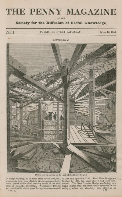 A Coffer Dam for Carrying on the Repair of Blackfriars Bridge by English School