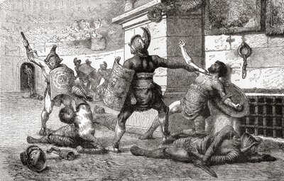 A Combat Between Gladiators in Ancient Rome, from Ward and Lock