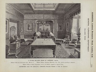 A fitted billiard room by Harrods by English School