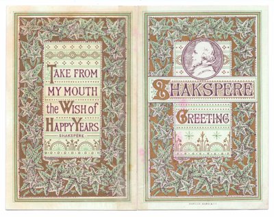 Victorian Greeting Card of an Image of William Shakespeare, c.1880 by English School