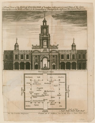 A Front View of the Royal Exchange of London with a New and Exact Plan of the Same by English School